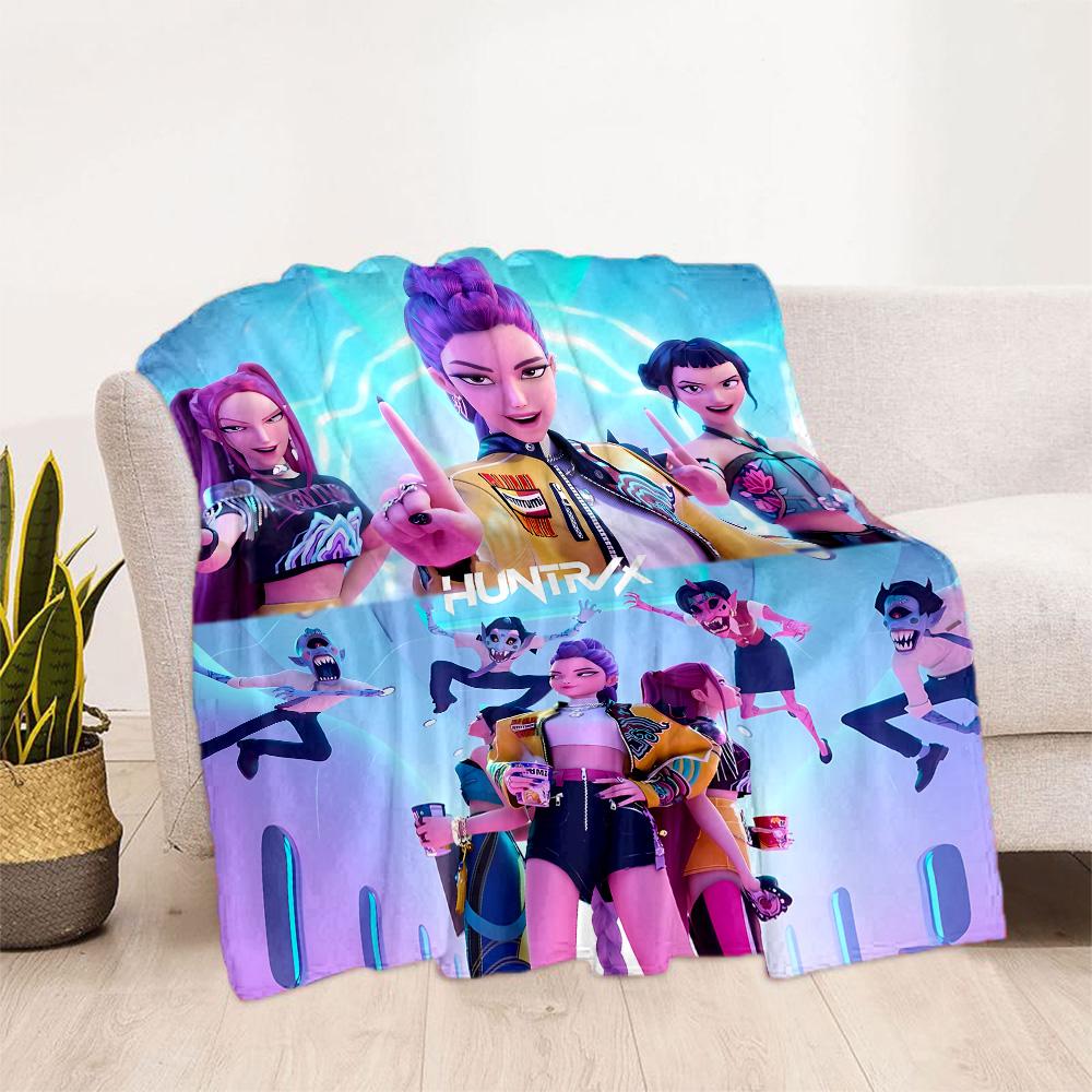1pc Demon Hunter Girls: Future Fusion blanket Soft and Warm for Sofa Office Camping Travel Livingroom Great Gift for Friends and Family Comfortable