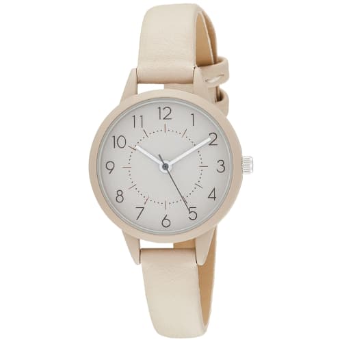 Fieldwork Analog Watch with Ruffles and Leather Strap in Nuanced Colors, Beige, ASS160-2, Women's
