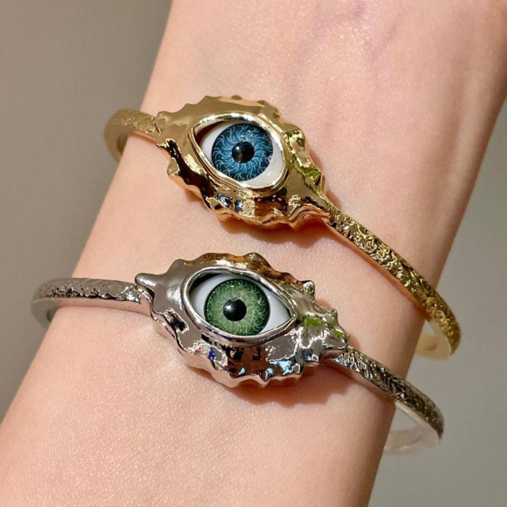 Metal Demon's Eye Bracelets Silver Geometric Cuff Bangles  Jewelry Accessories