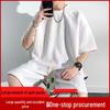 Men's Hong Kong Style Heavyweight Waffle T-shirt and Five-Point Pants Casual Sportswear Set