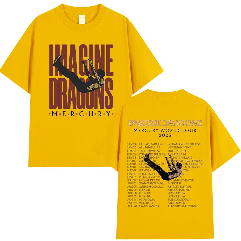 Imagine Dragons Mercury Tour 2022 Concert T Shirt Hip Hop Rock Band Tshirt Men Women Clothing Cotton Loose Short Sleeve T-shirts