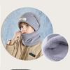 Ensemble Bonnet Hiver Enfant 2 Pièces Doublure Peluche Oreilles Chaudes Cou Bonnets Écharpe Costume Chapeau Enfant pour Filles Garçons Accessoires 8-15A