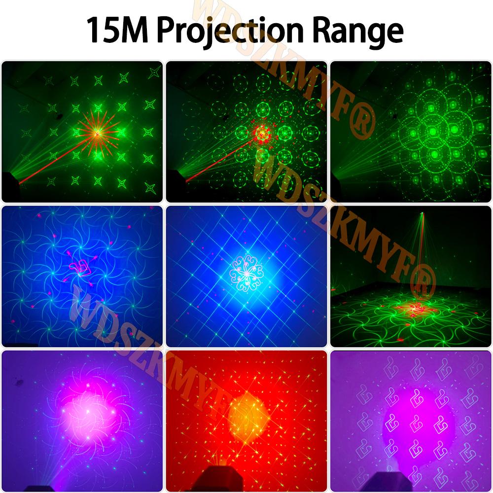 NEW 2IN1 Stage DJ Party Laser Projector Disco Rugby USB Red Green Blue Strobe Lights Club Home Holiday Christmas Lights