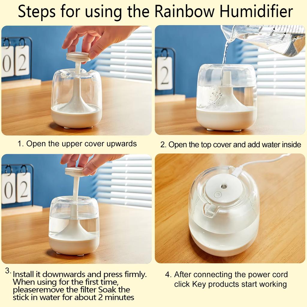 Mini USB Humidifier 650ML LED Light Silent Bedroom Aroma Diffuser Small Desk Office Air Mist Purifier Portable Fresh Home Device