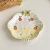 Hand-Painted Ceramic Plates Cute Floral Rainbow Relief Dish Set Household Kitchen Dining Tableware Breakfast Salad Pasta Plates