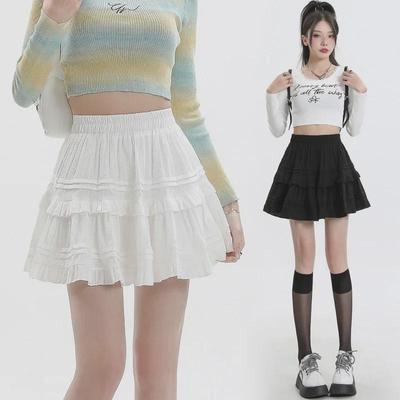Women's French-Style High Waist Puffy A-Line White Skirt - Summer Ballet-Inspired Short Skirt
