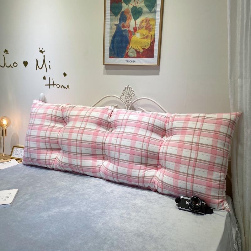 Thickened By 15cm Cute Korean Style Headboard Large Backrest Colorful Checkered Bed Cushion Soft and Skin Friendly Soft Bag Bedroom Tatami Pillow