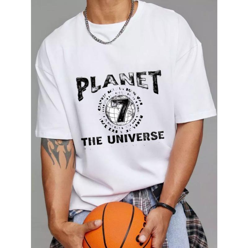 

Футболка с круглым вырезом Белая Планета 7 Вселенная Графический принт Повседневная одежда для мужчин и женщин Уличная мода Модный дизайн Летний наряд S