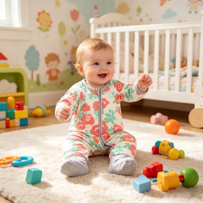 Baby Cotton Romper With Floral Print For Boys And Girls Perfect For Crawling