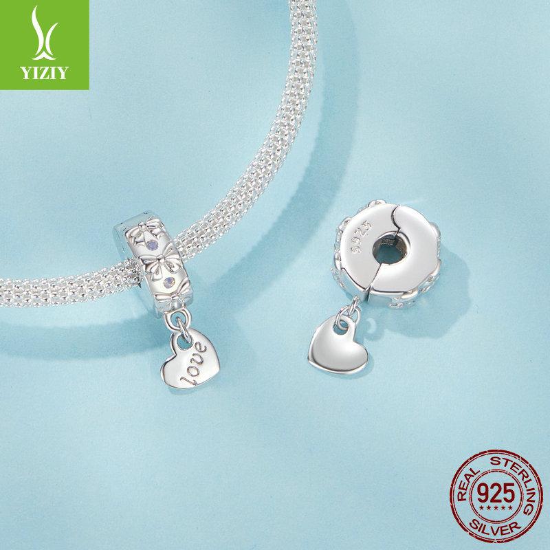 Love Bow Diy Bracelet Positioning Buckle, Romantic Girl Heart S925 Sterling Silver Beaded Accessories