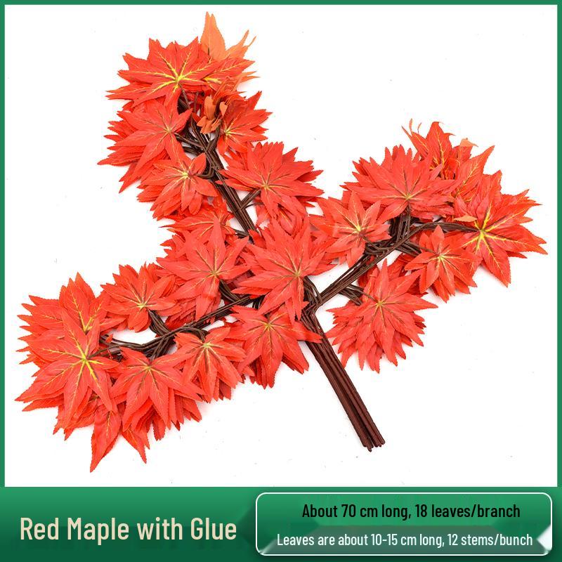 Artificial Red Maple, Ginkgo, Birch, Banyan, Elm Leaves for Landscaping