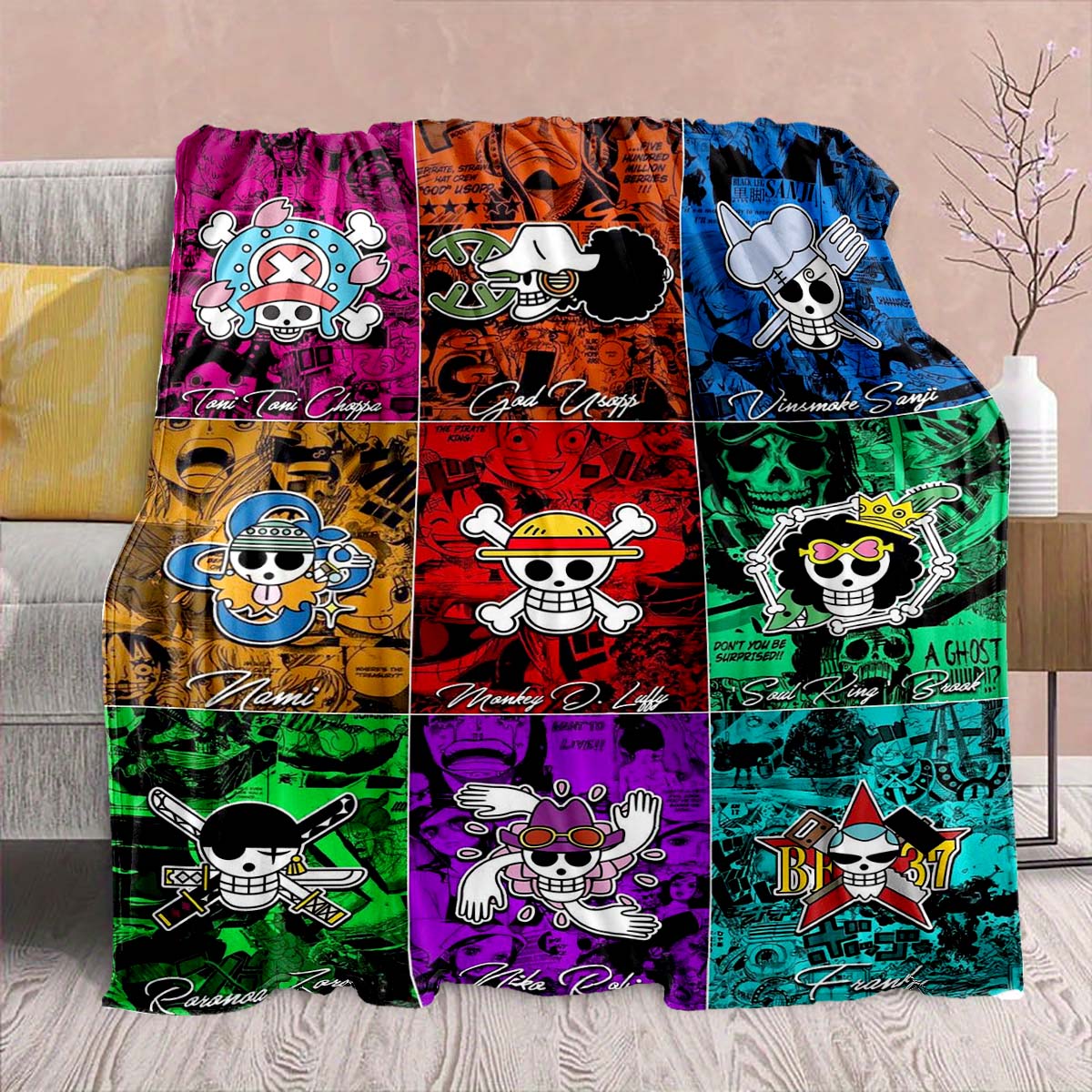 

One Piece Anime Flannel Blanket - Soft Warm Perfect for Sofa, Bedding Camping Travel Office Home Decor 75x90cm