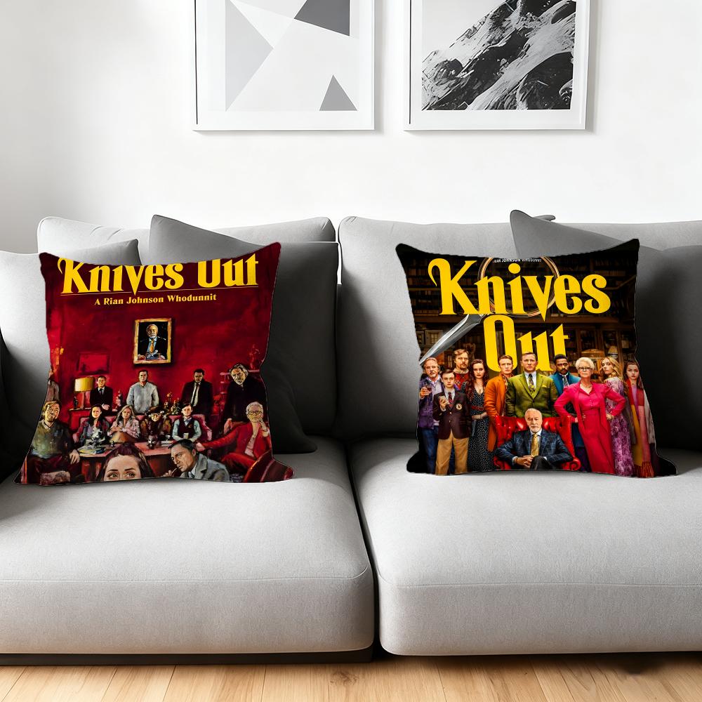 Kissenhülle seidiger kurzer Plüsch für Sofakissen zu Hause - Verdeckter Reißverschluss Heimdekoration Knives Out Film