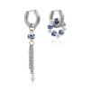 1Pair Blue White Color Ceramic Pendant Earrings Ear Buckle Chinese Style Ear Buckle Hanfu Round Bead Heart-Shaped Earrings