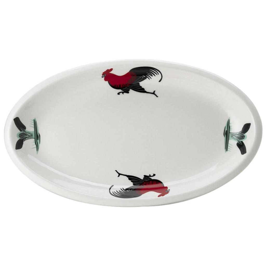 Rooster Series Nostalgic Oval Ceramic Serving Plate