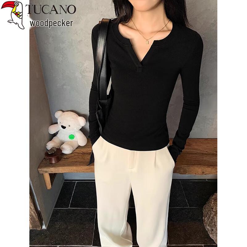 Woodpecker Women's V-Neck Long Sleeve Slim Fit Knit Top