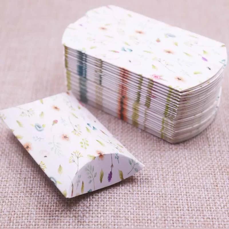 50pcs Marble Style Box Anniversary Gift Box Wedding Present Flamingo Design Box Paper Pillow Cardboard Jewelry Packing