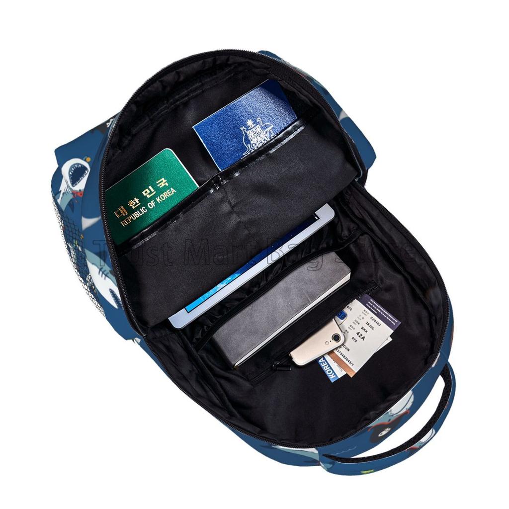 Cute Cartoon Sharks Pattern Backpacks for Adults Teens Student Bookbag Durable Casual Laptop Daypack for Travel Hiking Camping