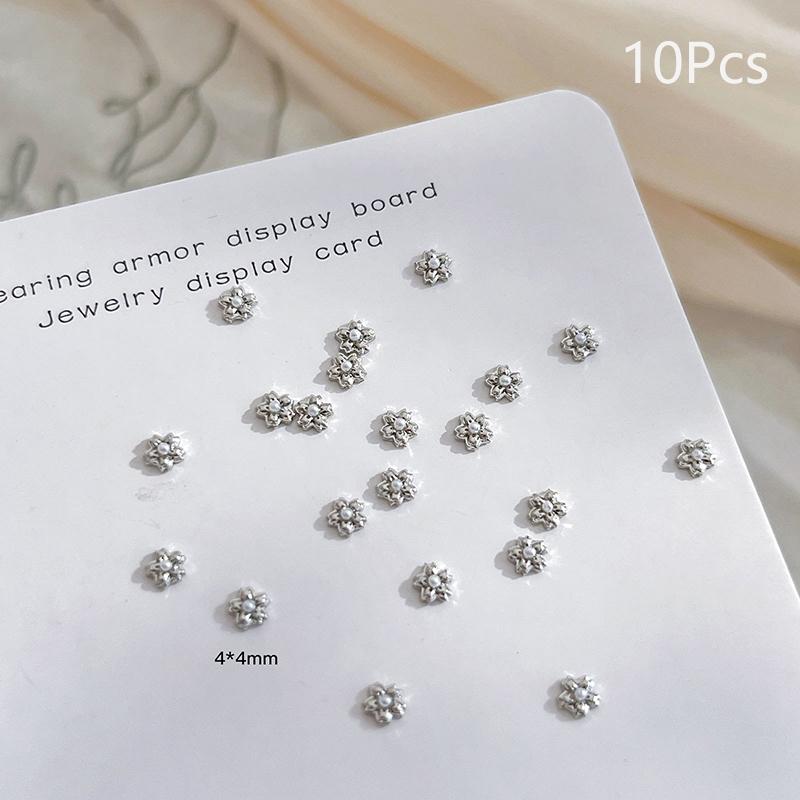 

10 шт. Мини Цветочные Жемчужины Украшение для Ногтей Сплав Насыпка Стереоскопические Аксессуары для Ногтей Роспись Ногтей Салон Ногтевого Сервиса Мастера Ногтевого Сервиса S серебряный