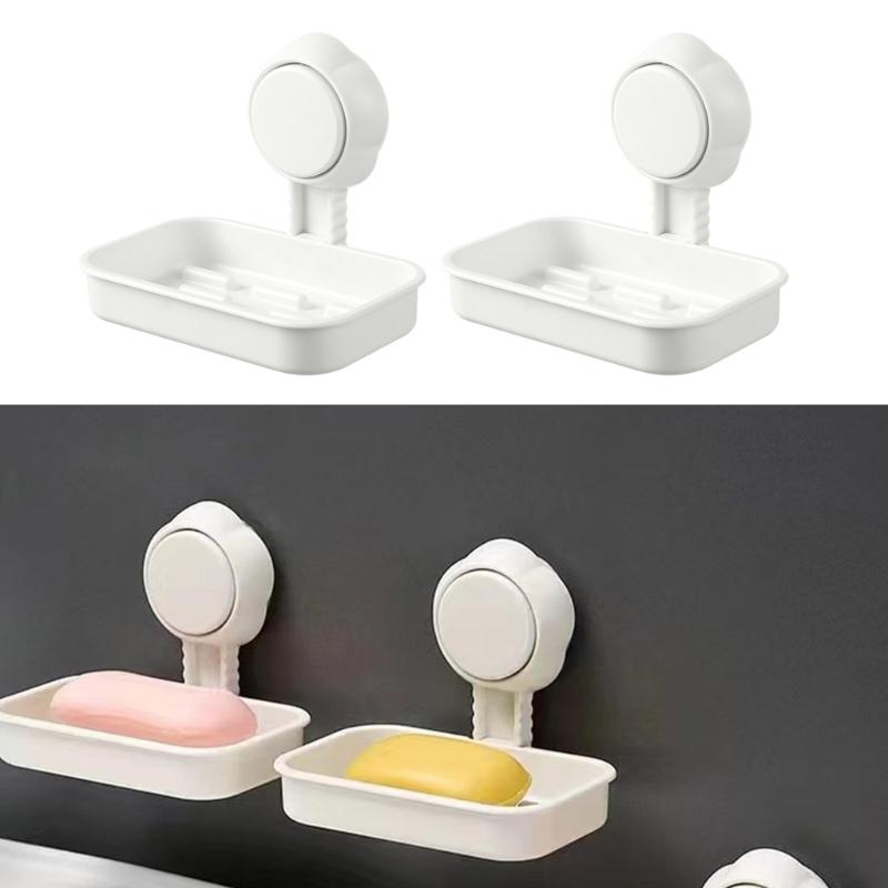 2pcs Suction Cup Soap Dish Soap Holders Wall Mounted Not Drilling Required Soap Box For Bathroom And Kitchen Soap Rack