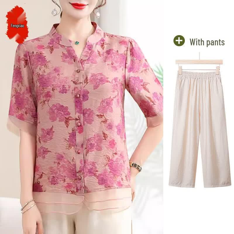 Women s Elegant Summer Two-Piece Short Sleeve Set