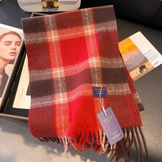 New soft waxy blue and white plaid fringed scarf Korean warm autumn and winter thickened atmosphere scarf