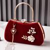 Vintage Red Handbag for Evening Woven Purse Wedding Party Fashion Flower Bag Cross Body Shoulder Purse Luxury Designer Pearl Bag