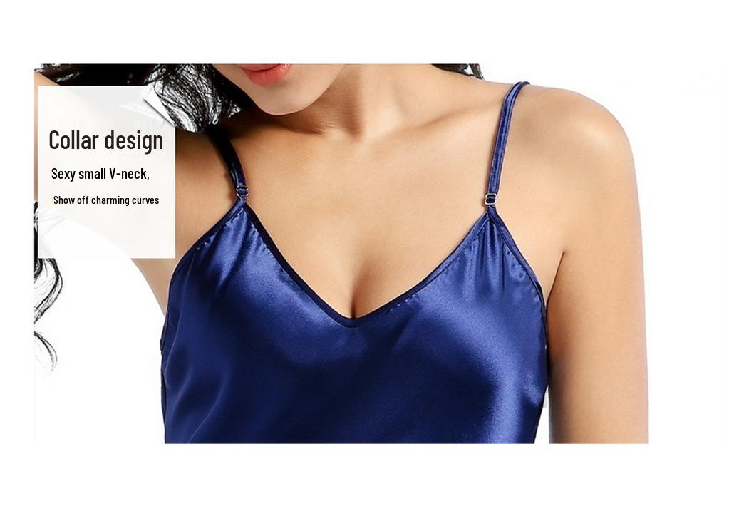 Plus Size Satijnen Diepe V-hals Spaghetti Bandjes Nachtjapon
