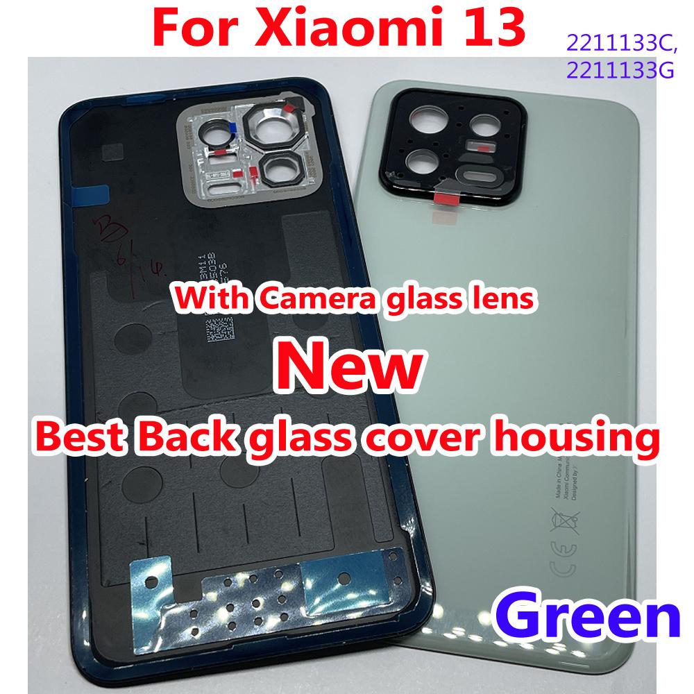 Good Working Battery Back Glass Cover Housing For Xiaomi 13 Mi 13 Rear Phone Lid with Camera Frame Lens Shell + Adhensive