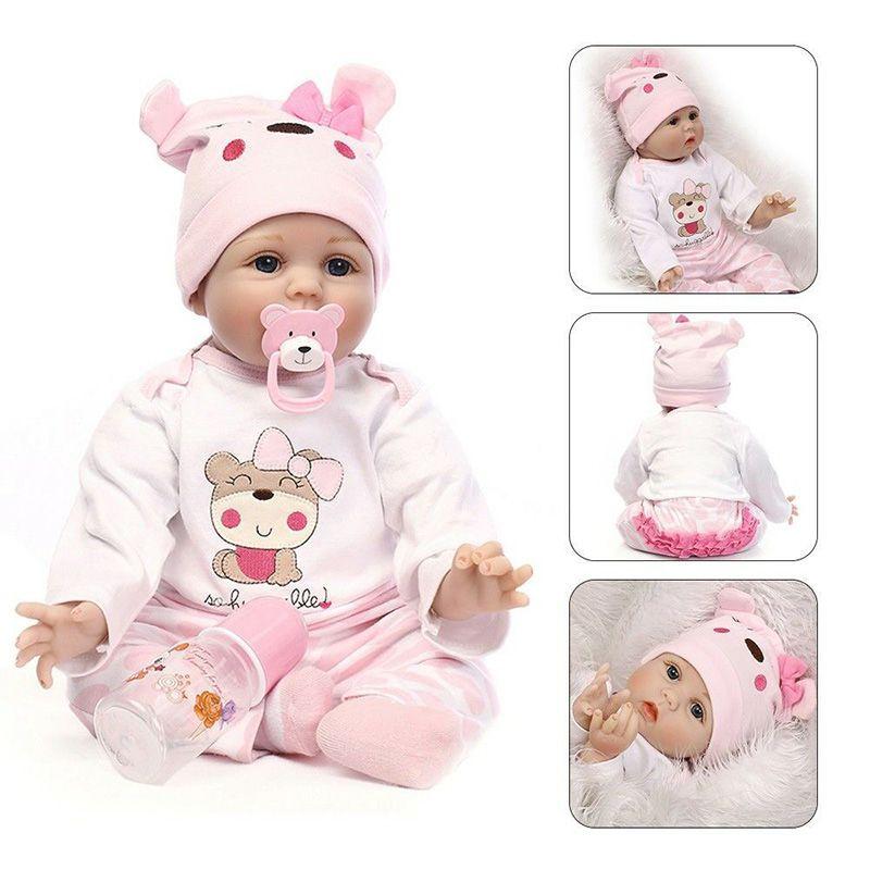 Realistic 16" Soft Silicone Reborn Doll With Handmade Details And Lifelike Blue Eyes