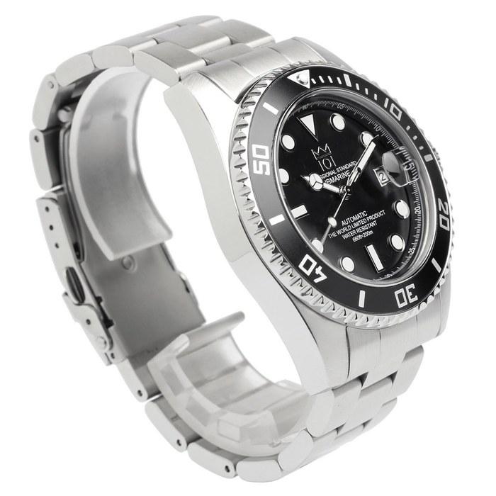 [HyakUICHI 101] No.7 Diver's Watch Automatic (with Manual Winding), Hacking Feature, 200m Waterproof, Black Men's Watch