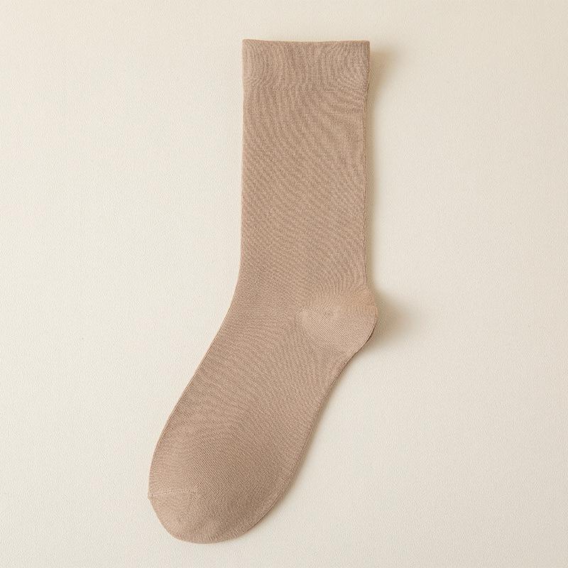 Women's Autumn & Winter Solid Color Cotton Pile Socks – Boneless, Loose-Fit, Mid-Calf, Perfect for Maternity.