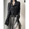 Blusa Vintage de Color Sólido para Mujer Primavera Manga Larga Ajustada Tops Irregulares