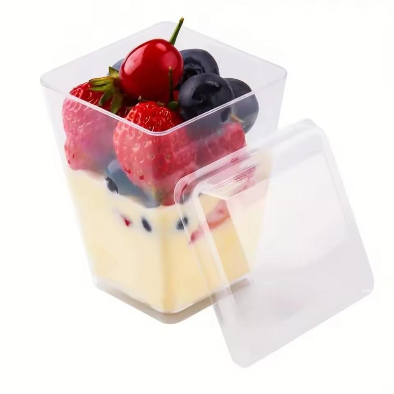 10 Stück - Einweg-Plastik-Mousse-Becher, Leiterförmiger Becher, Puddingbecher, Dessert-Kuchenbecher, Vorspeisen-Gelee-Joghurt-Mousse-Dessert