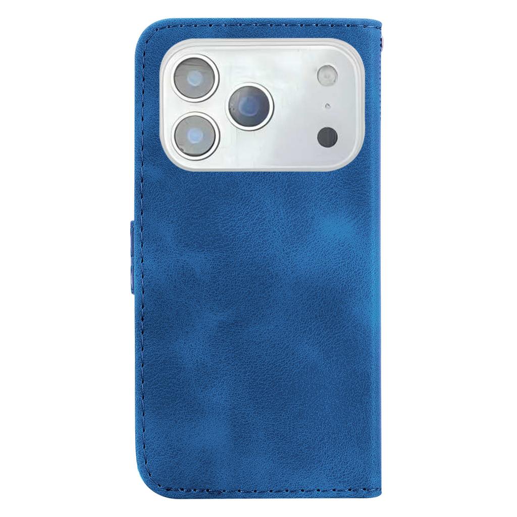For iPhone 17 Pro Stand Case 7-Shaped Pattern Imprint Leather Phone Cover with Strap