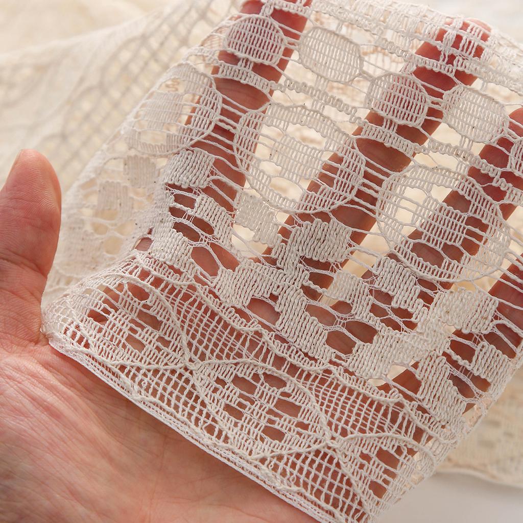 150x45cm Beige Lace Hollowed Out Fabric For Tablecloth Cloth, Hollowed Out Curtains Handmade DIY Sewing Fabric TJ8630