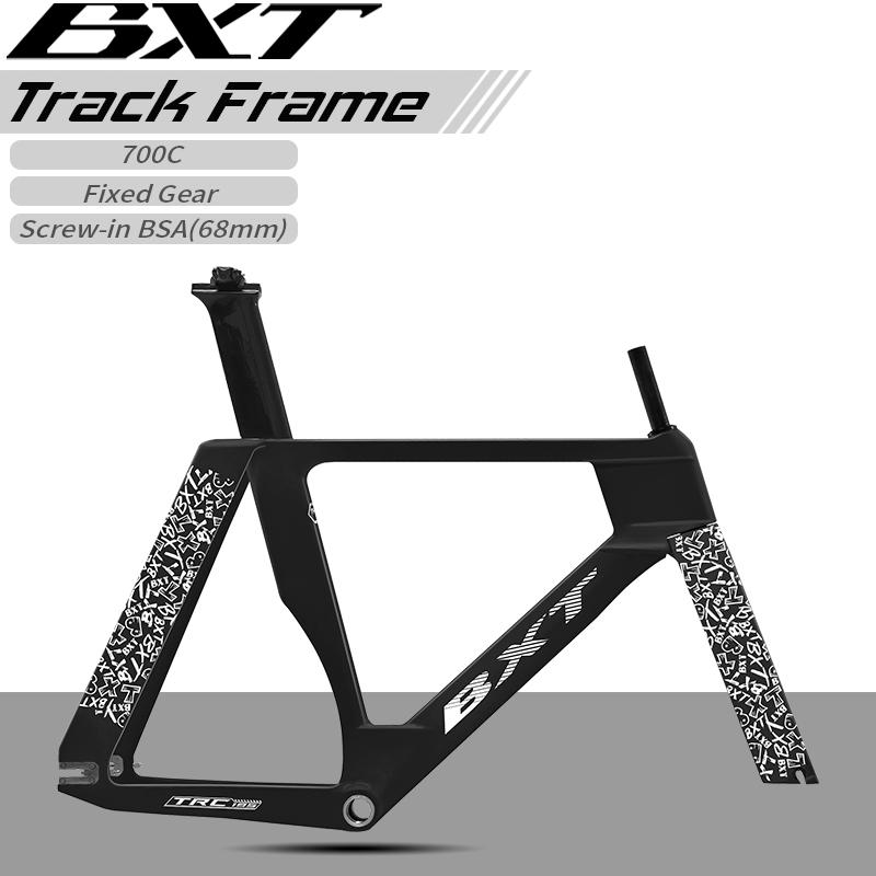 BXT Nuovo Telaio Pista in Carbonio Bici Pista Scatto Fisso Telaio in Fibra di Carbonio TRC-195 Set Telaio Pista Monomarcia 700Cx28C