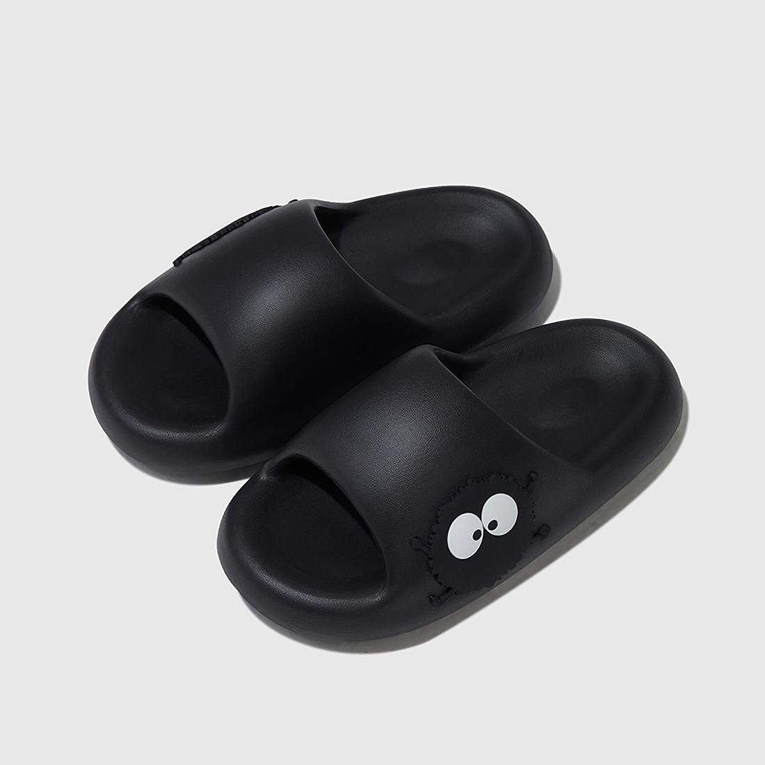 

Однотонные тапочки с рисунком граффити, женские и мужские летние шлепанцы, пляжные сандалии, толстая платформа, мягкие и удобные повседневные домашние тапочки 44-45(fit 43-44) чёрный