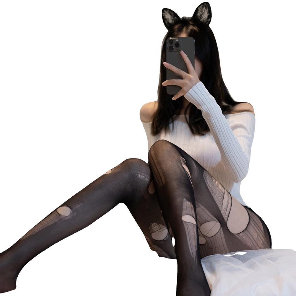Sexy Hand-torn Stockings Stockings Sexy Pantyhose Passion Closed-gear Seduction Thin Through Panties Stockings