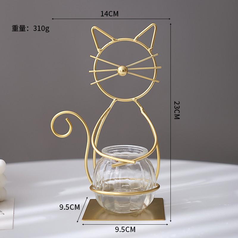 Metal Cat Flamingo Desktop Heart Glass Planter Terrarium Vase Stand Holder Indoor Hydroponic Propagated Plant Jars Garden Decor
