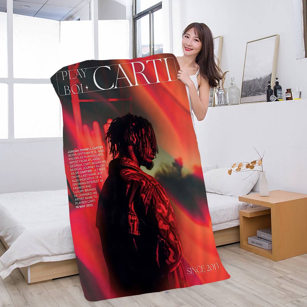 

O-Opium Rap Playboi Carti Микрофибровое одеяло Быстросохнущие пляжные полотенца Большой размер Печать Супервпитывающее полотенце-одеяло для бассейна W30*H60(CM)