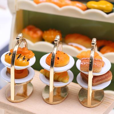 1:12 Dollhouse Miniature Metal Dessert Stand W/Plates Kitchen Home Model Decor Toy Doll House Accessories
