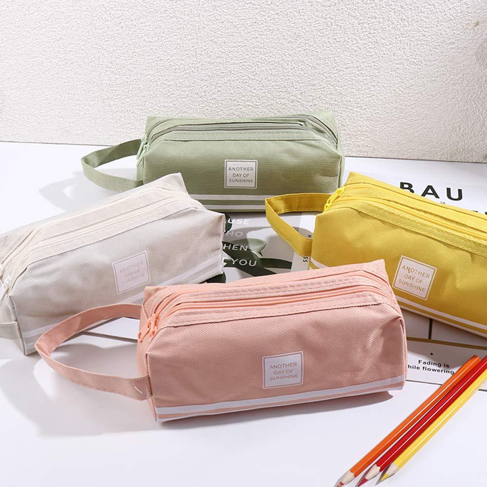 Cute Kids Candy color High Capacity Storage bag Big Pen Case Double layer Pen Bag Pencil Case