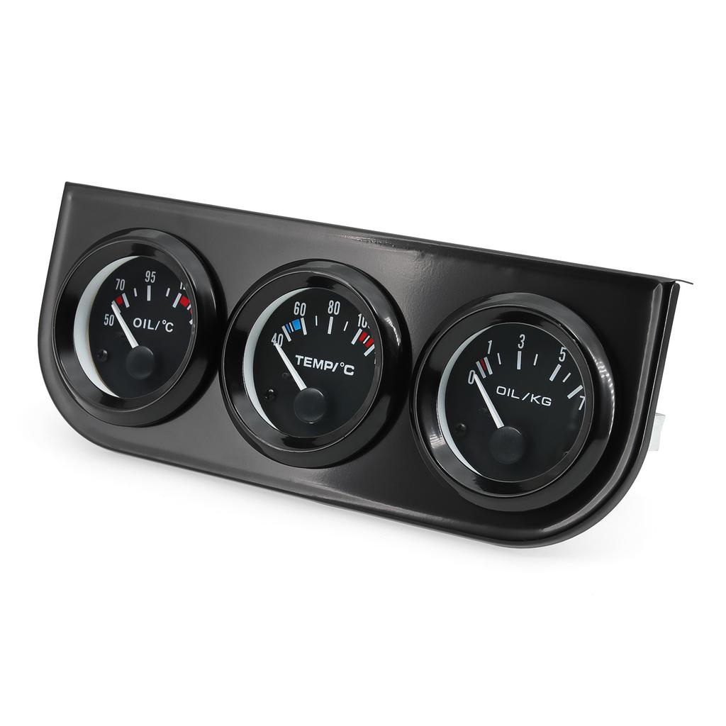Oil Temp+Oil Pressure+Volt Meter 52mm 3 in 1 Car Modification Gauge Black/Chrome Bezel Face with Temp & Press Sensor Customized