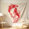 2D Flat, 1pc 2D Printed Tapestry, Large/Small Size, Two Red Koi Fish Swimming Together, Aesthetic Wall Decor, Home Decor, Not Emitting Light, Suitable