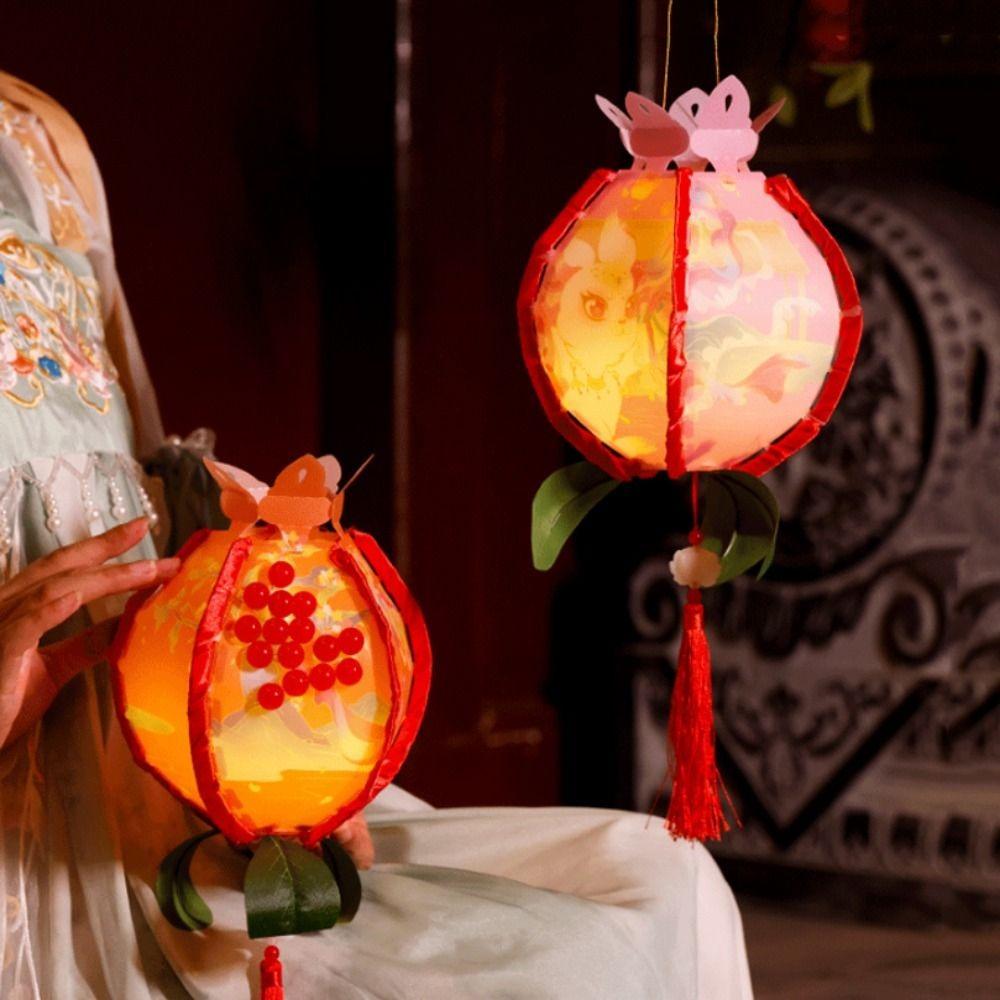 Glowing Pomegranate Lantern Chinese Style Handheld Lanterns Mid-Autumn Lanterns  Lantern Festival