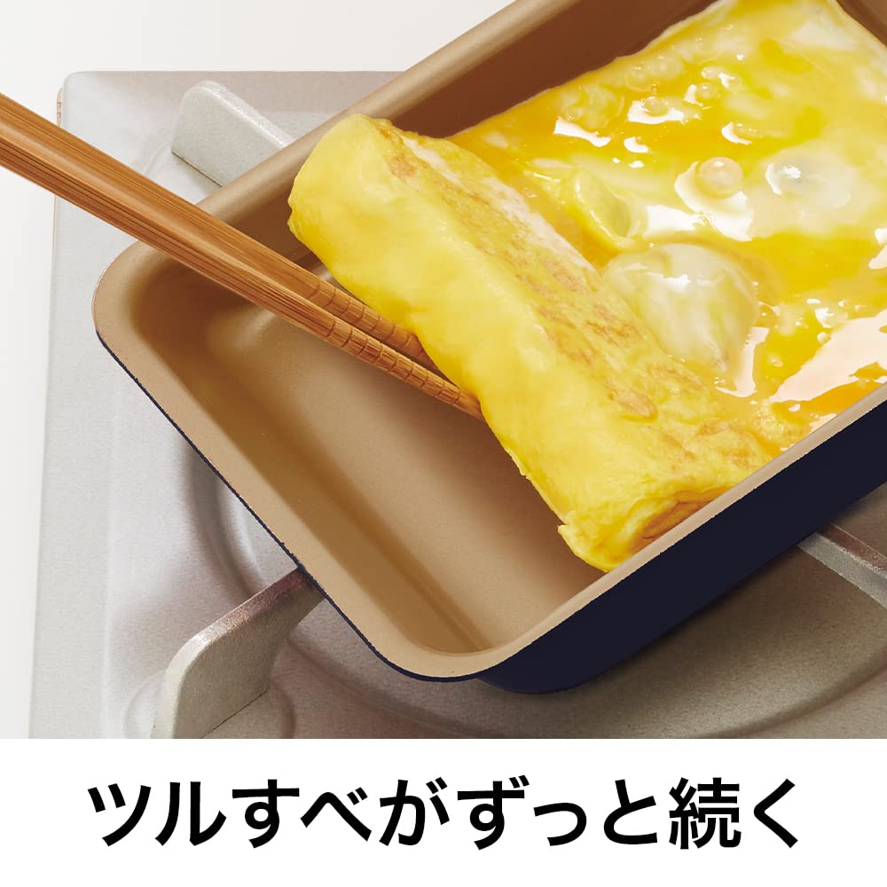 Evercook Tamagoyaki 13 x 18cm For Gas Fire Only Lightweight Days Frying Pan PFOA PFOS Free Navy Doshisha [500 Warranty] Non-Stick