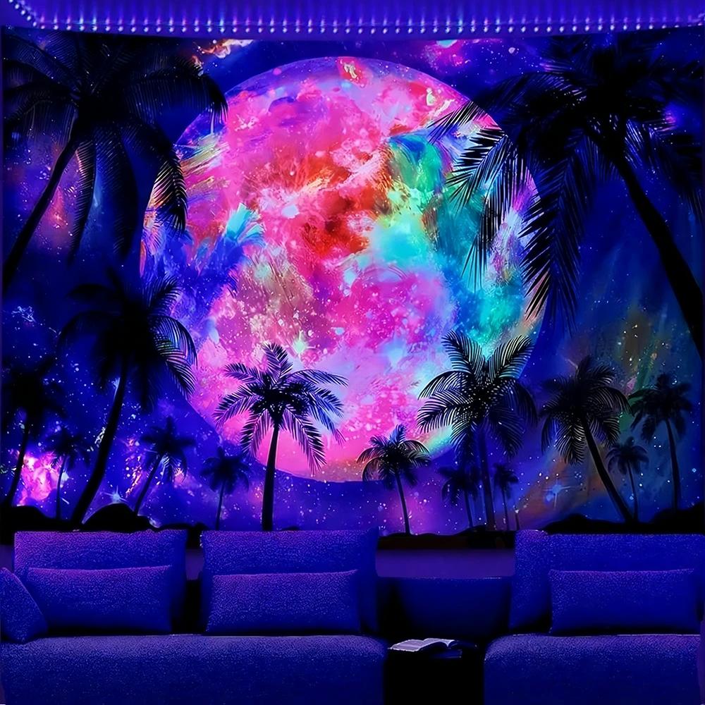 Arazzi Magici Albero che Brilla al Buio Arazzo a Reazione UV Decorazione Sfondo Appeso a Parete Camera da Letto Decorazione Festa