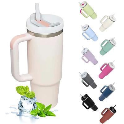 Stainless Steel Insulated Water Bottle Thermal Coffee Car Cup Cold Mugs Vacuum Flask with Handle Straw for Sport