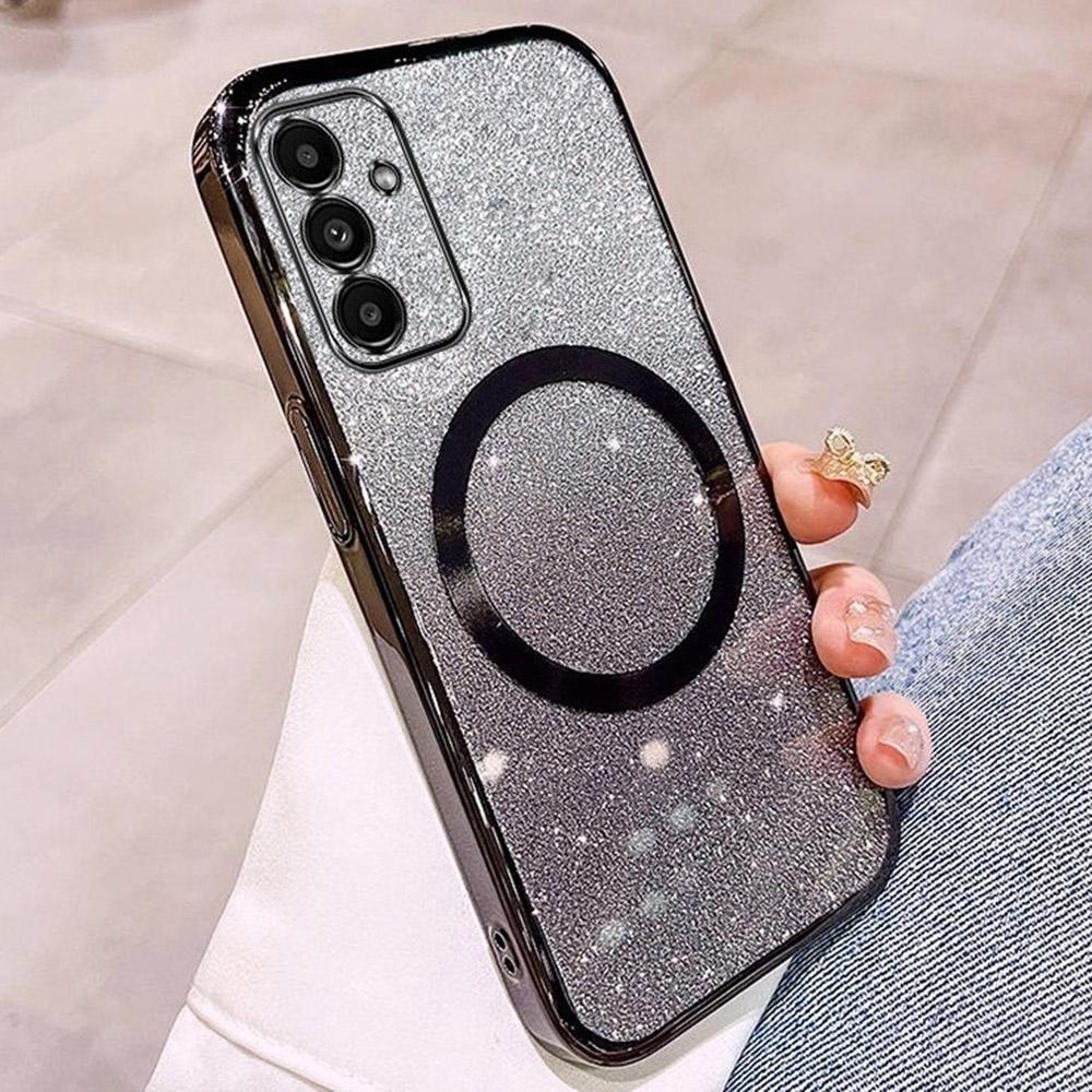 

For Samsung Galaxy A14 5G/4G Case Compatible with MagSafe Electroplated Gradient Glitter TPU Phone Cover Black